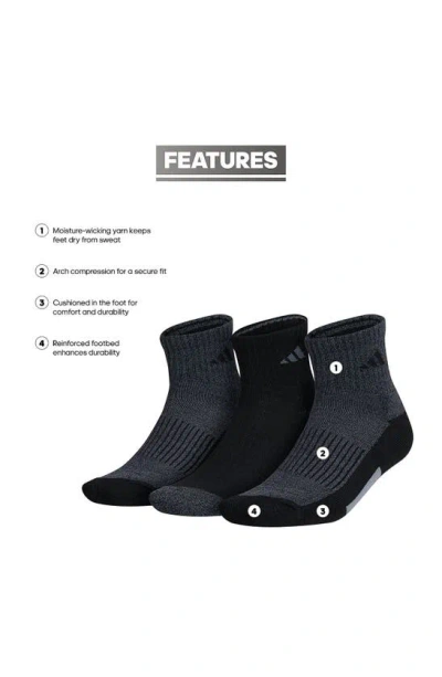 Shop Adidas Originals Climacool 3-pack Quarter Length Socks In Black/ Grey