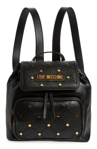 Shop Love Moschino Studded Quilted Backpack In Nero