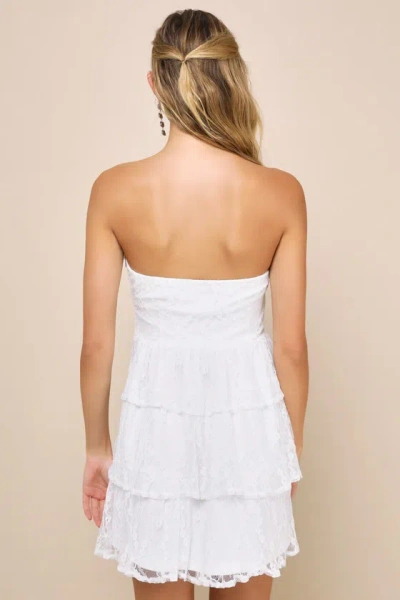 Shop Lulus Sweet Perception White Lace Strapless Tiered Mini Dress