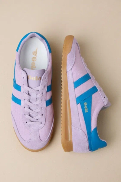 Shop Gola Tornado Lilac Santorini Color Block Suede Leather Sneakers