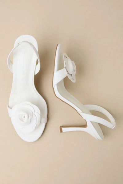 Shop Billini Valko White Flower Slingback High Heel Sandals