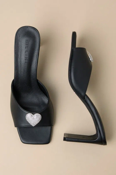 Shop Billini Kehlani Black Rhinestone Heart Charm High Heel Sandals