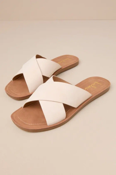 Shop Lulus Makoa Bone Flat Slide Sandals In White
