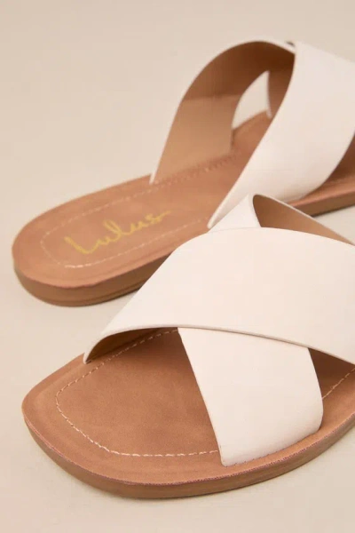 Shop Lulus Makoa Bone Flat Slide Sandals In White