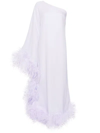 Shop Taller Marmo Purple Balear Feather-trimmed Gown