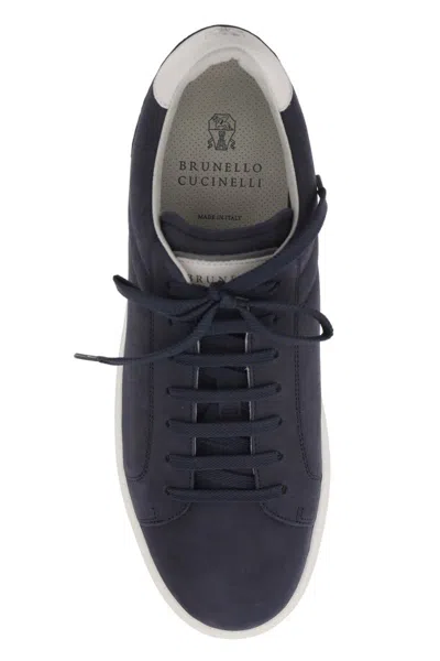 Shop Brunello Cucinelli Nubuck Sneakers In Blu