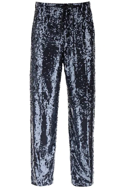 Shop Dries Van Noten Penny Long Sequin Pants In Blu