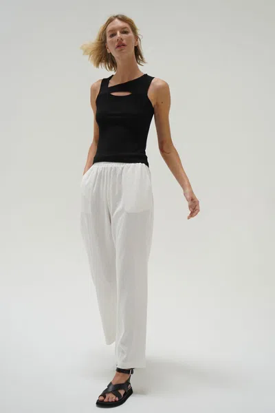 Shop Lna Clothing Declan Linen Elastic Waist Pant In White