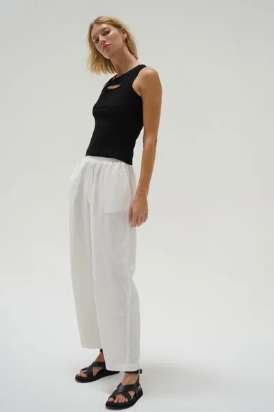 Shop Lna Clothing Declan Linen Elastic Waist Pant In White