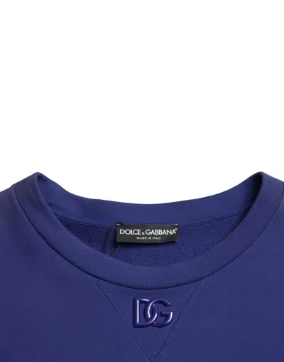 Shop Dolce & Gabbana Royal Blue Cotton Crewneck Men's Sweater