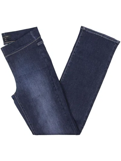 Shop Nydj Womens Medium Wash Pull On Straight Leg Jeans In Blue