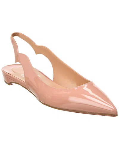 Christian Louboutin Block Heel Pointed Toe Calf Leather Ballerina In Beige
