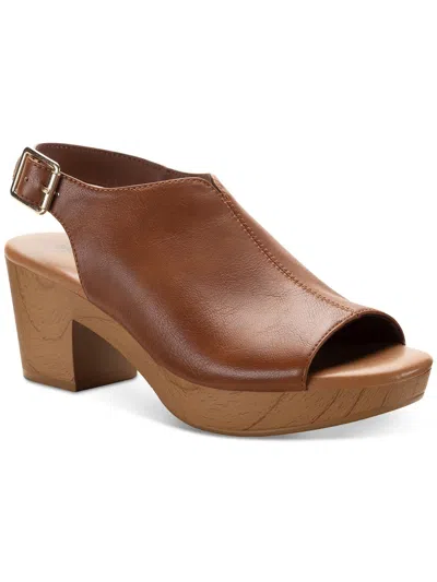Shop Style & Co Amaraa Womens Faux Leather Buckle Clogs In Brown
