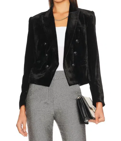 Shop L Agence Brooke Double Breasted Crop Blazer In Black