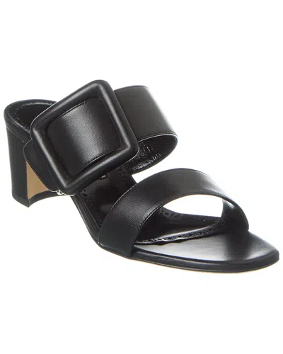 Shop Manolo Blahnik Titubanew 50 Leather Sandal In Black