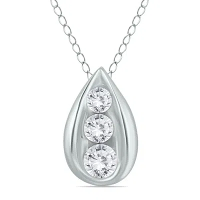 SSELECTS 1/2 CARAT TW THREE STONE DIAMOND TEAR DROP PENDANT IN 14K 