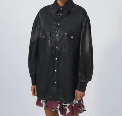 Iro Zanzibar Leather Overshirt In Black In Black