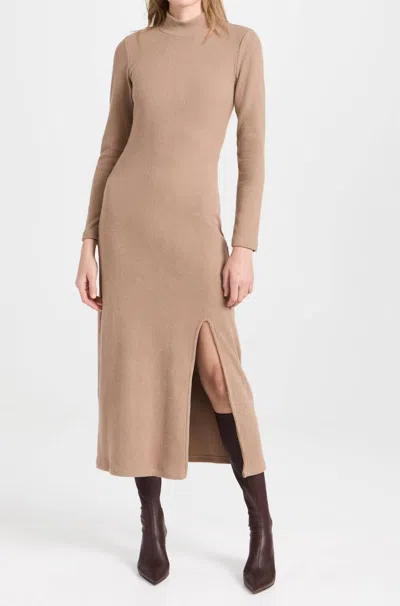 Shop Z Supply Ophelia Mock Neck Dress In Chai In Brown