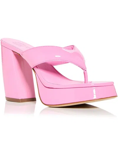 Shop Gia Borghini Gia 17 Womens Patent Leather Thong Platform Sandals In Pink