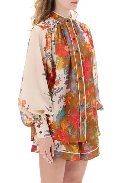 Shop Zimmermann 'ginger' Blouse With Floral Motif In Multi