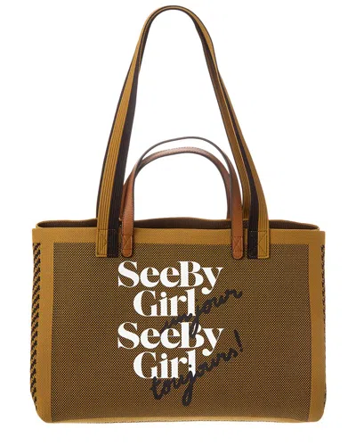 Shop See By Chloé See By Girl Un Jour Canvas & Leather Tote In Brown