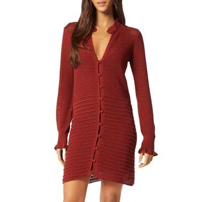 Shop Joie Torrens Cotton Sweater Dress In Russet Brown Red In Multi