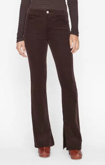Shop Frame Le Mini Boot Slit Corduroy Pants In Espresso In Brown