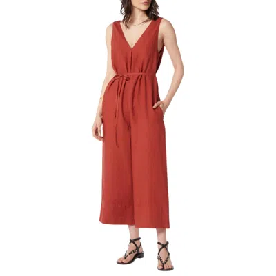 Shop Joie Brier Linen Jumpsuit In Burnt Henna Red In Multi