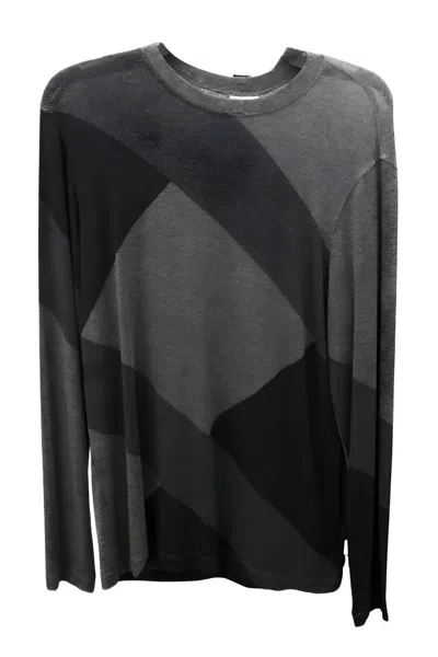 Shop Armani Collezioni Geometric Sweater In Grey/black In Multi