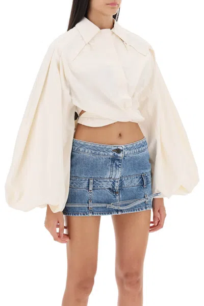 Shop Jacquemus Le Haute Bahia Boule Balloon-sleeve Shirt In White