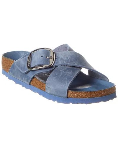 Shop Birkenstock Siena Big Buckle Narrow Fit Leather Sandal In Blue