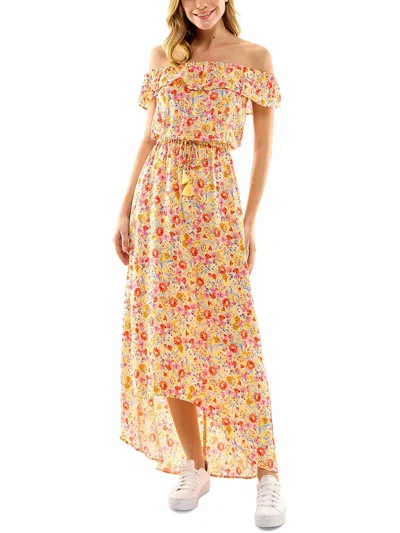 Shop Kingston Grey Womens Maxi Floral Print Maxi Dress In Yellow