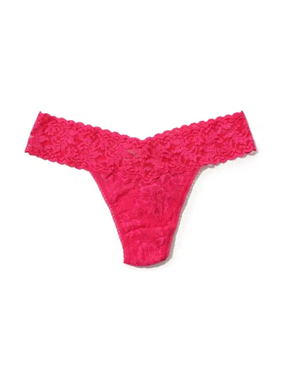 Shop Hanky Panky Petite Size Signature Lace Low Rise Thong In Pink