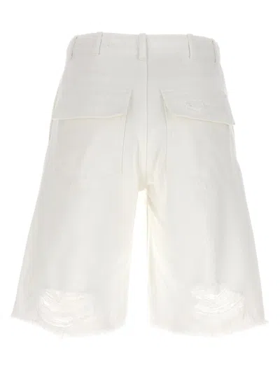 Shop Givenchy Destroyed Denim Bermuda Shorts Bermuda, Short White
