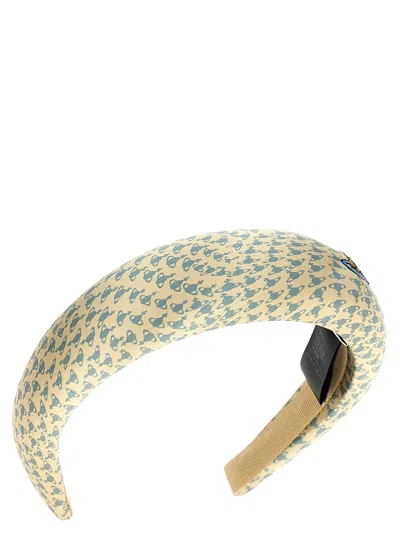 Shop Vivienne Westwood Logo Print Headband Hair Accessories Beige