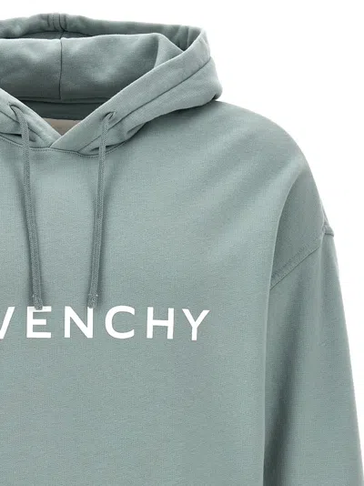 Shop Givenchy Logo Print Hoodie Sweatshirt Light Blue
