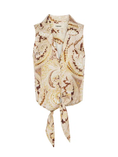 Shop L Agence Amos Tie-front Blouse In Ivory Multi Boute Paisley