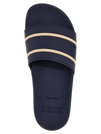 Shop Brunello Cucinelli Rubber Slides Sandals Blue