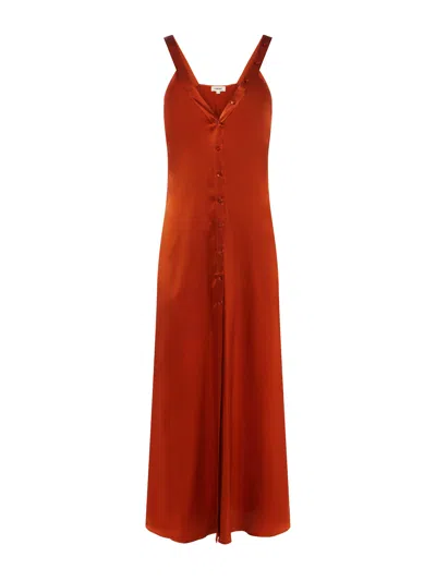 Shop L Agence Kellen Silk Dress In Sienna