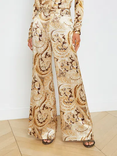 Shop L Agence Pilar Wide-leg Pant In Ivory Multi Boute Paisley