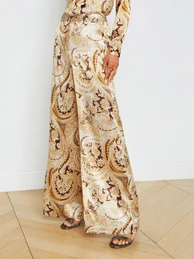 Shop L Agence Pilar Wide-leg Pant In Ivory Multi Boute Paisley