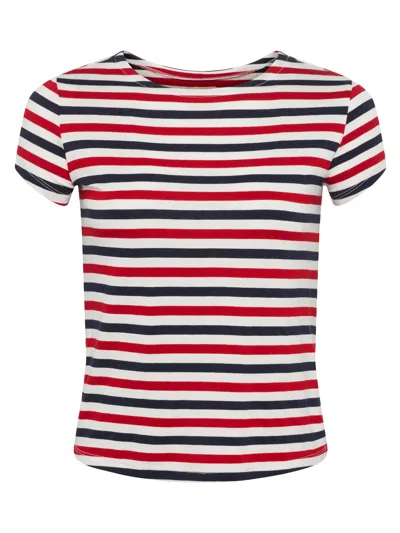 Shop L Agence Ressi Fitted Tee In Natural/red/navy Stripe