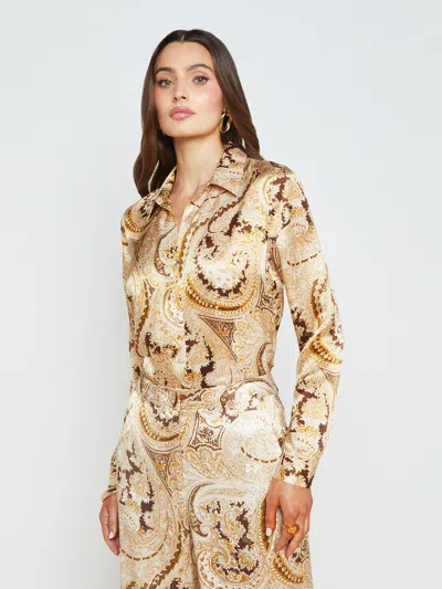 Shop L Agence Tyler Silk Blouse In Ivory Multi Boute Paisley