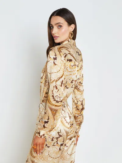 Shop L Agence Tyler Silk Blouse In Ivory Multi Boute Paisley