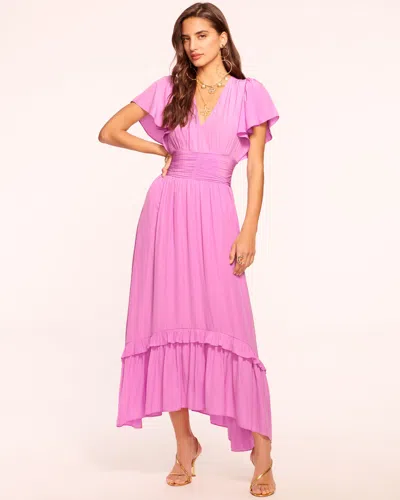 Shop Ramy Brook Joanie Short Sleeve Maxi Dress In Pink Orchid