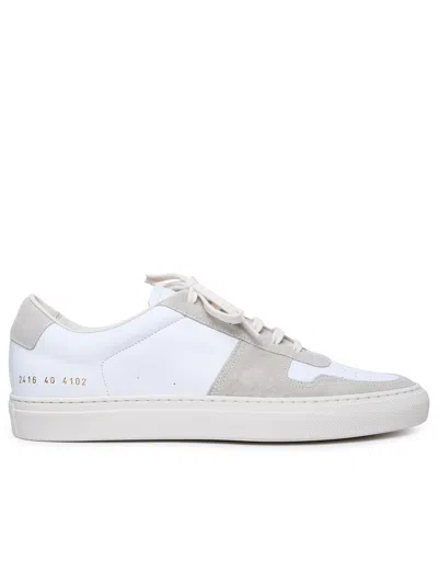 Shop Common Projects Man  'bball Duo' White Leather Sneakers