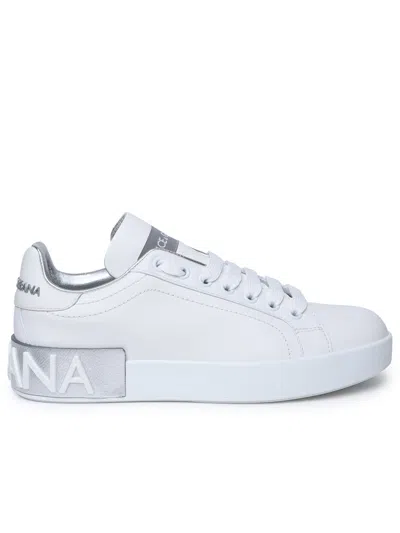 Shop Dolce & Gabbana Woman  'portofino' White Leather Sneakers