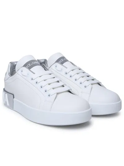 Shop Dolce & Gabbana Woman  'portofino' White Leather Sneakers