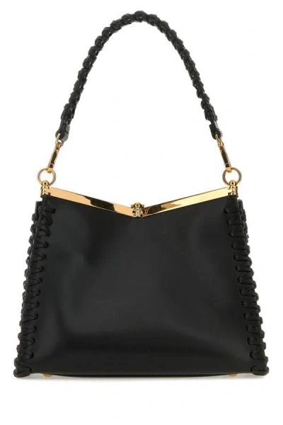 Shop Etro Woman Black Leather Vela Handbag