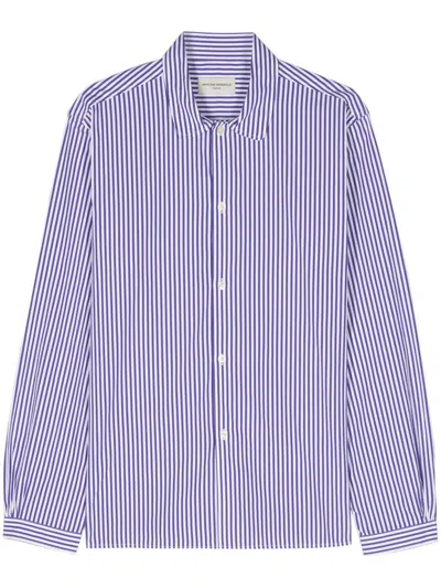 Shop Officine Generale Officine Générale Eloan Cotton Stripe Clothing In Pink & Purple